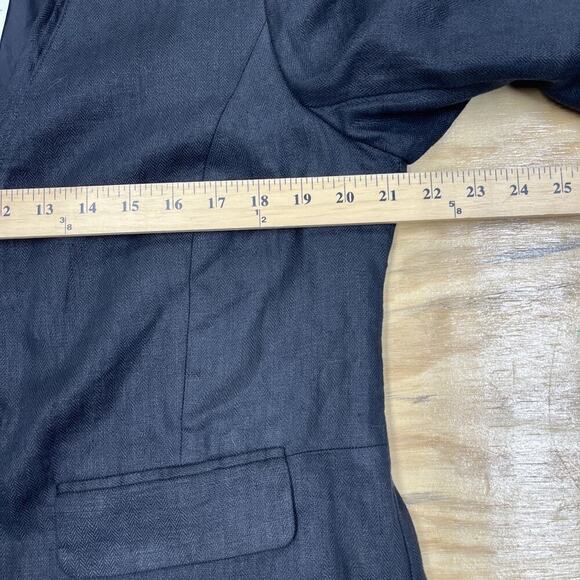 Ann Taylor Loft Linen Blazer Size XL Open Front Black Lined Office Career - Picture 9 of 12